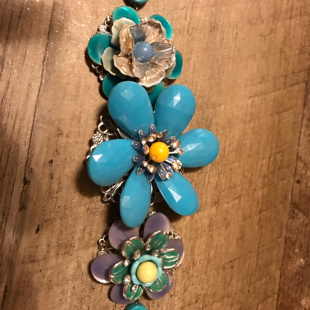 Summer blue flowers toggle bracelet